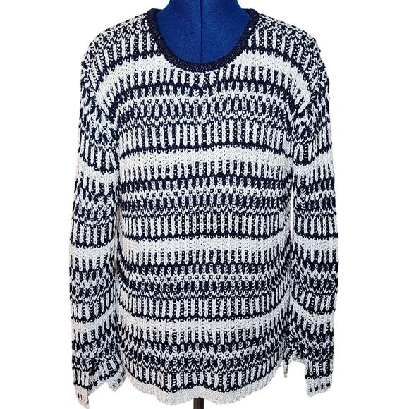 St. John Sweaters - St. John Navy & Ecru Striped Sweater, Small, NWT
